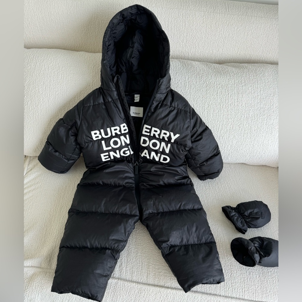 Burberry Size 18M Months Black Logo Puffer Suit Snow Suit